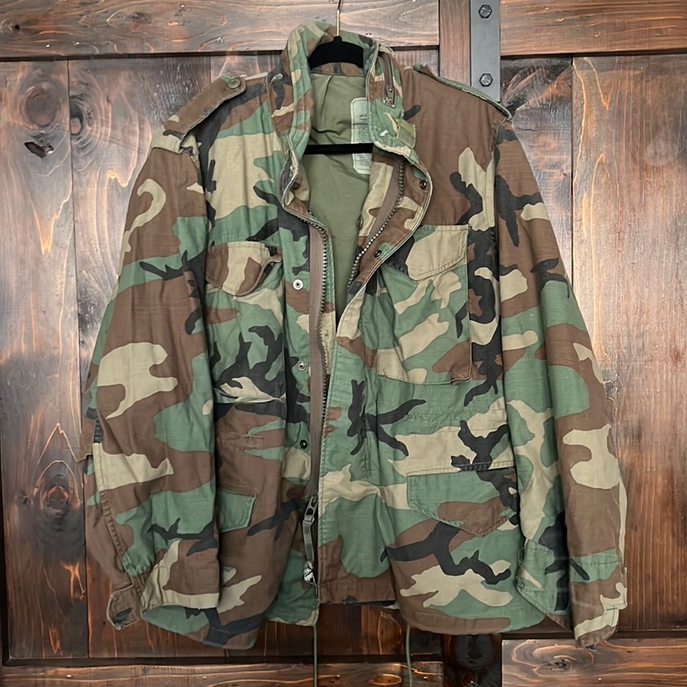 Alpha Industries Camo Camouflage Jacket Large Vintage Army